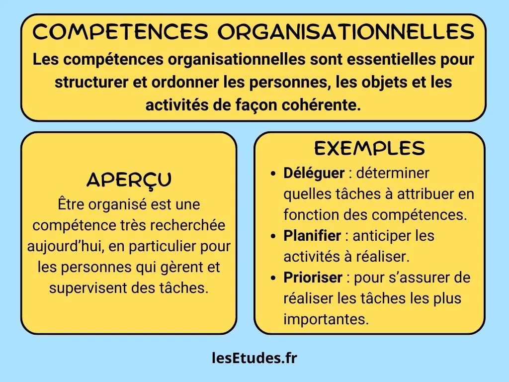 exemples de compétences organisationnelles